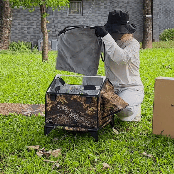 Furventi Rooftop Outdoor Cat House Leaves installation GIF picture 3 & Outdoor Stray Heated Cat House