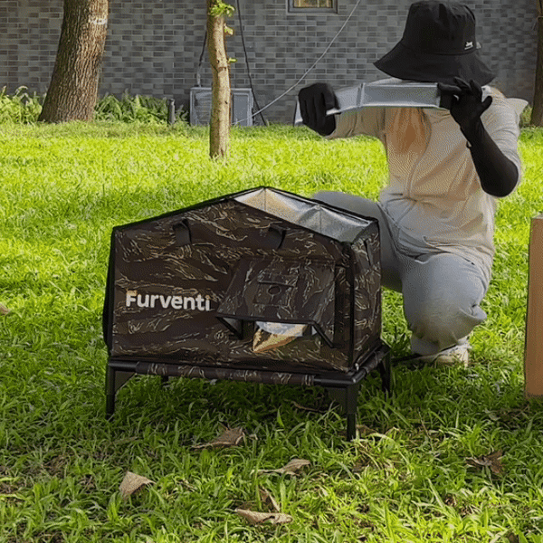 Furventi flagship open top outdoor cat house camouflage installation GIF picture 2 & Outdoor Stray Heated Cat House