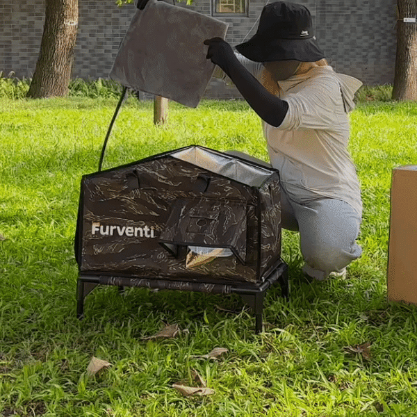 Furventi flagship open top outdoor cat house camouflage installation GIF picture 3 & Outdoor Stray Heated Cat House