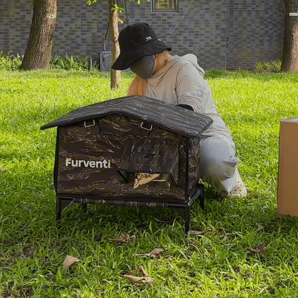 Furventi flagship open top outdoor cat house camouflage installation GIF picture 4 & Outdoor Stray Heated Cat House
