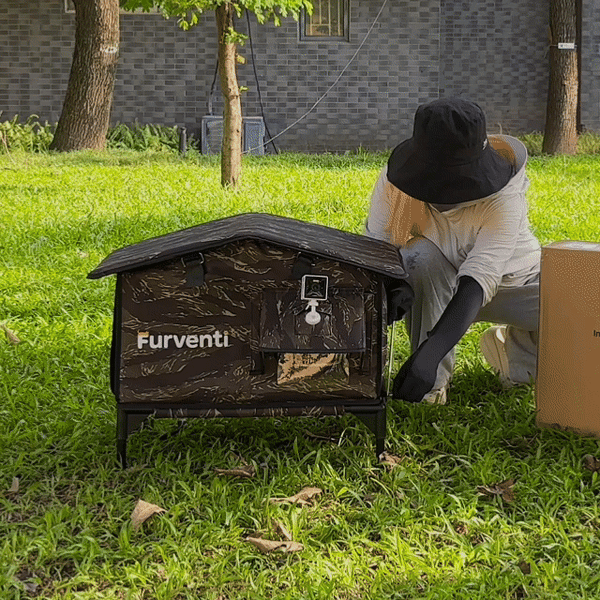 Furventi flagship open top outdoor cat house camouflage installation GIF picture 6 & Outdoor Stray Heated Cat House