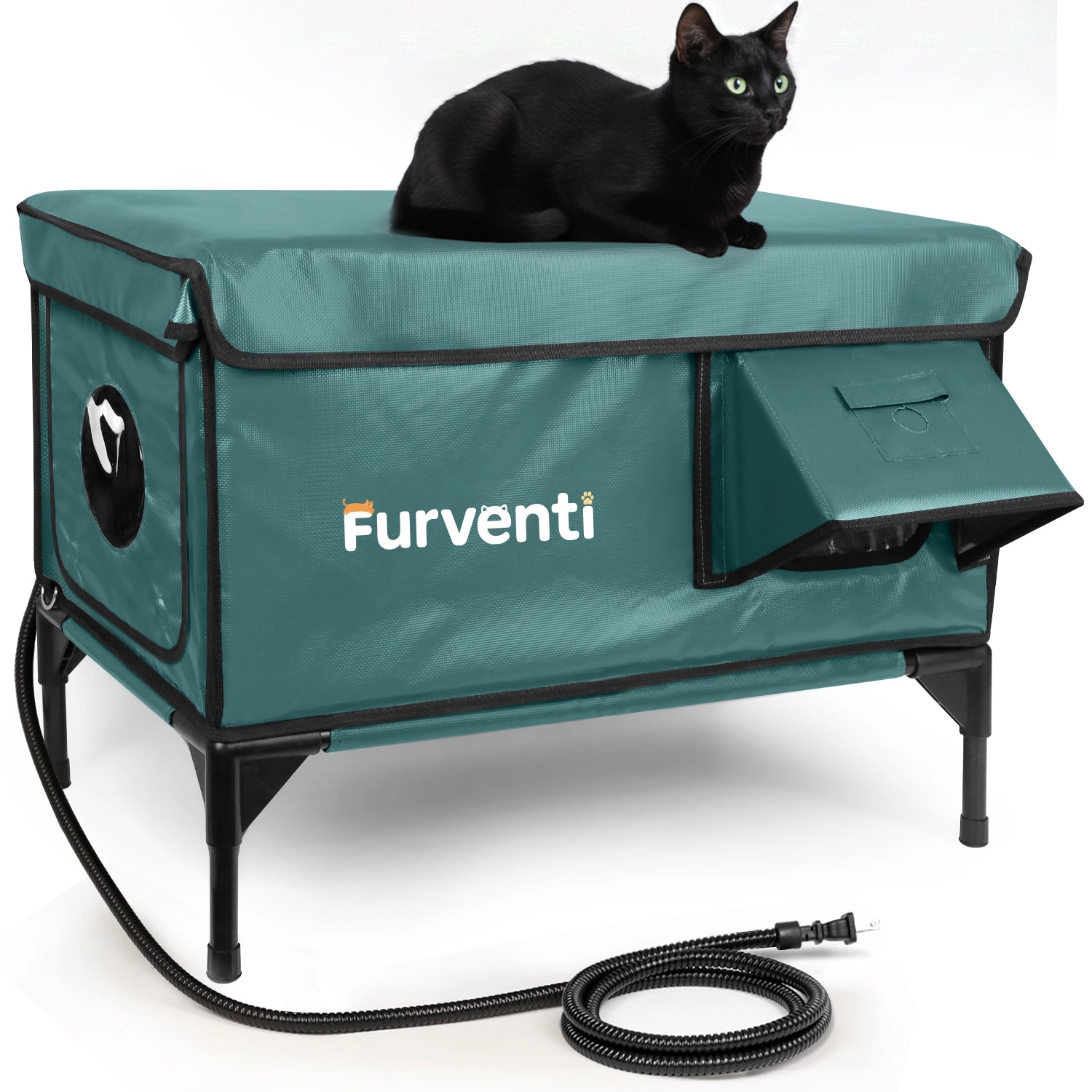 Furventi Classic Heated Outdoor Cat House Green