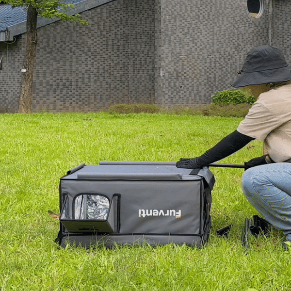furventi high-leg takeaway dark gray installation GIF picture 4 & Outdoor Stray Heated Cat House