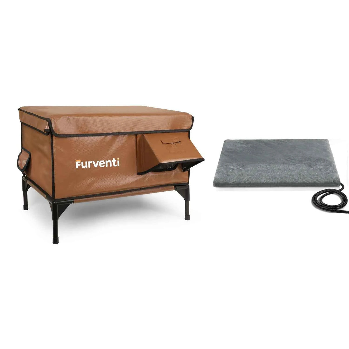 Furventi Cold-Resistant Outdoor Cat House Brown