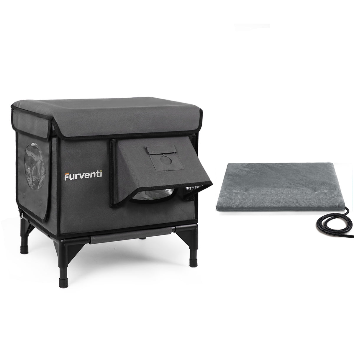 Furventi High Legs outdoor Cat House Dark Grey